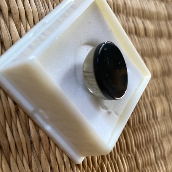 Rutilated quartz and onyx doublet cabachon 16mm - Picture 3 of 5